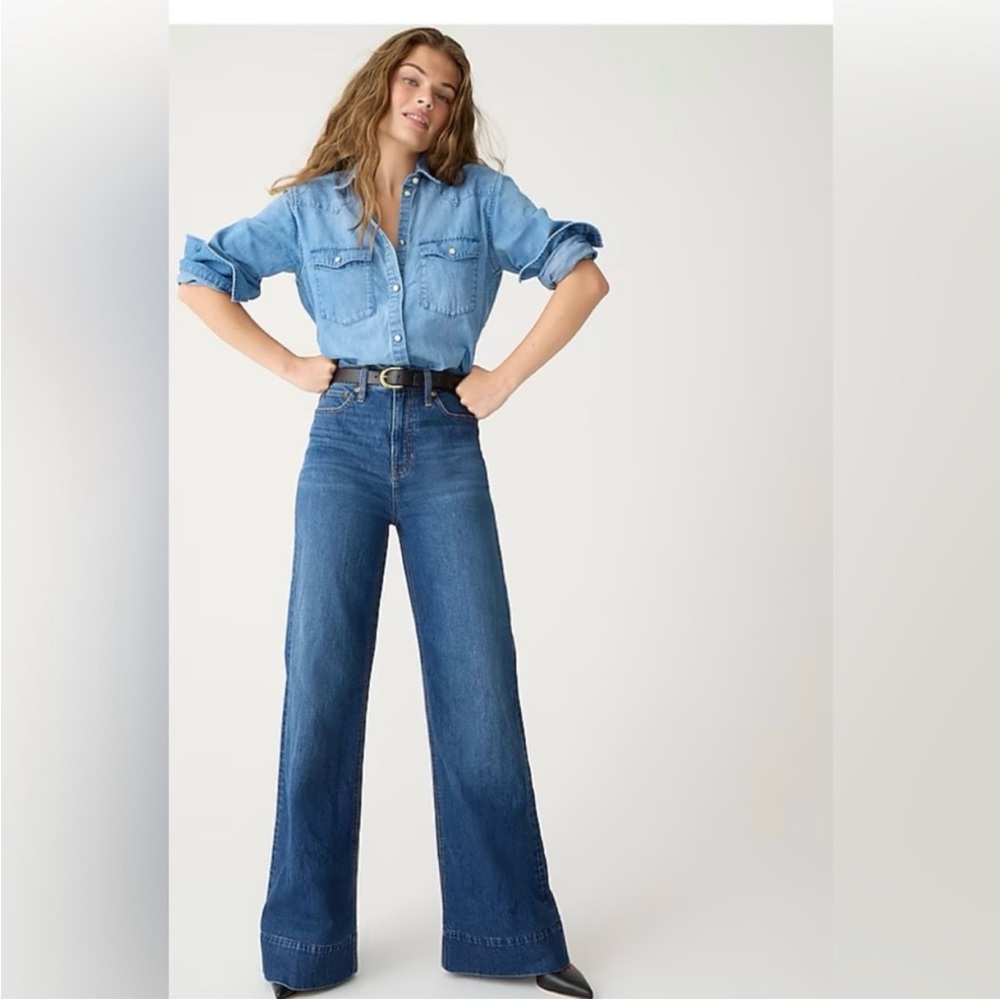 J Crew wide leg trouser jean 28